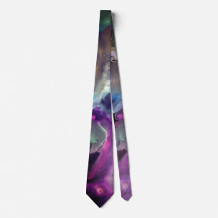 Cravate Space Nebula rose bleu jaune Alcool art