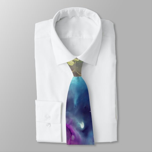 Cravate Space Nebula rose bleu jaune Alcool art (Attaché)