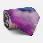 Cravate Space Nebula rose bleu jaune Alcool art (Roulé)