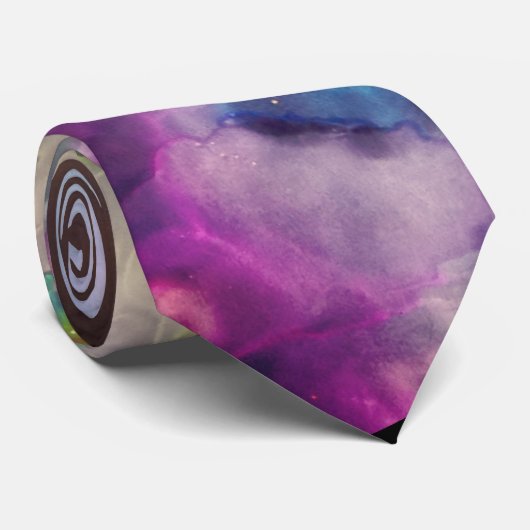 Cravate Space Nebula rose bleu jaune Alcool art (Roulé)