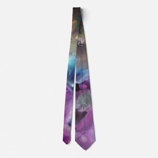 Cravate Space Nebula rose bleu jaune Alcool art (Dos)