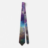 Cravate Space Nebula rose bleu jaune Alcool art (Devant)