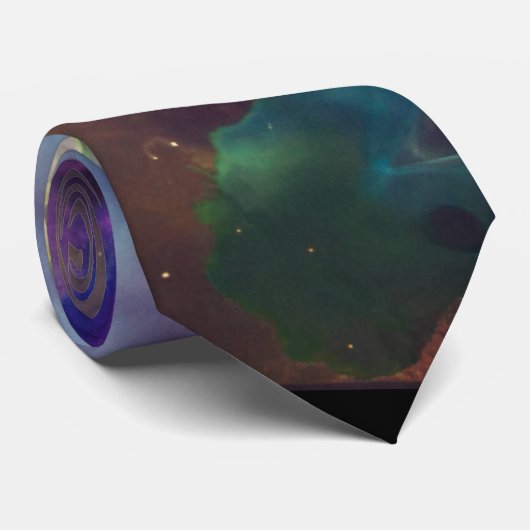 Cravate Space Nebula rose bleu jaune Alcool art (Roulé)