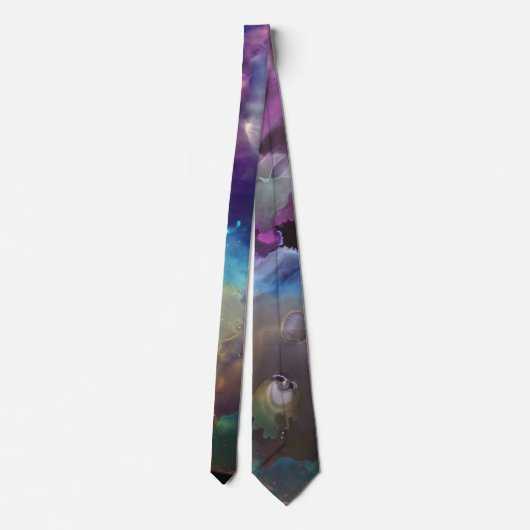 Cravate Space Nebula rose bleu jaune Alcool art (Dos)