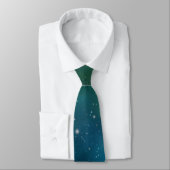 Cravate Sparkling Stars on Blue & Green Space Background (Attaché)