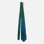 Cravate Sparkling Stars on Blue & Green Space Background (Dos)