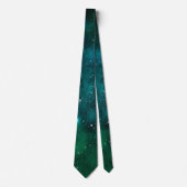 Cravate Sparkling Stars on Deep Green Space Background (Devant)