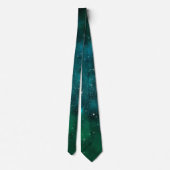Cravate Sparkling Stars on Deep Green Space Background (Dos)