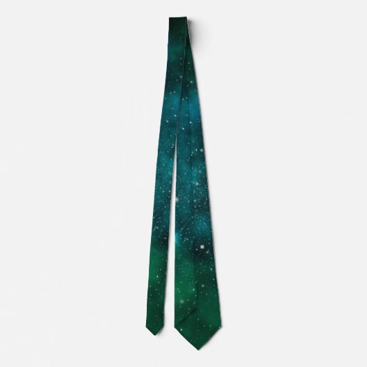Cravate Sparkling Stars on Deep Green Space Background (Dos)