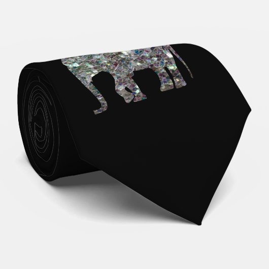 Cravate Sparkly silver mosaic glitter Elephant (Roulé)