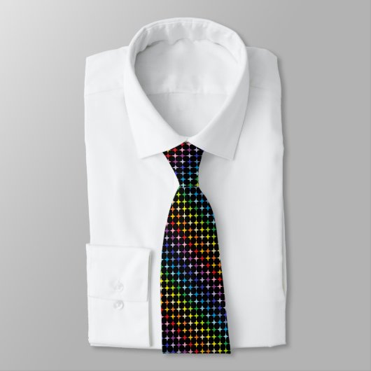 Cravate Spectre plus large 4 points Rainbow Stars Noir (Attaché)