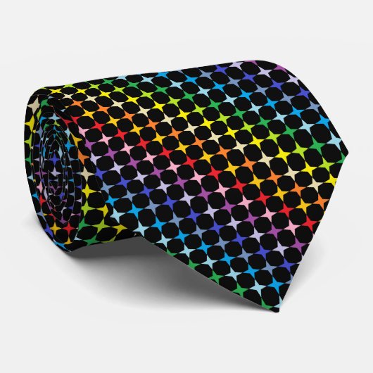 Cravate Spectre plus large 4 points Rainbow Stars Noir (Roulé)