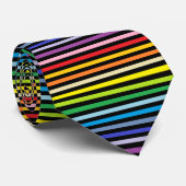 Cravate Spectre plus large Arc en ciel et bandes noires (Roulé)