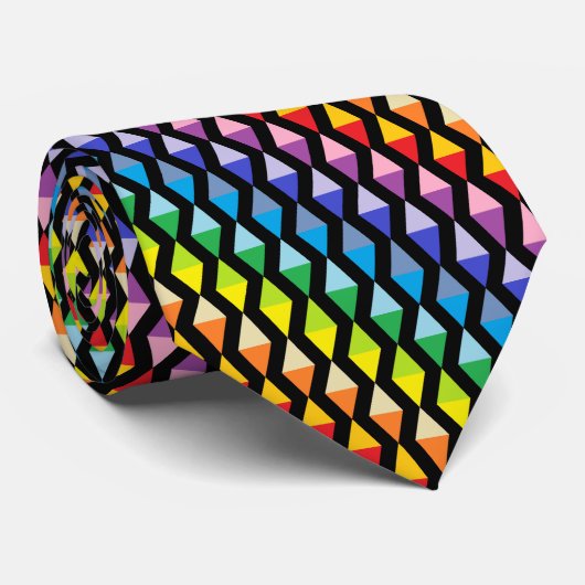 Cravate Spectre plus large Rainbow Triangles noir (Roulé)