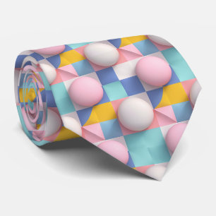 Cravate Sphères pastel 3D joueuses et Motif géométrique