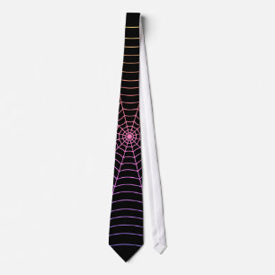 Cravate Spider web noir violet orange motif Halloween