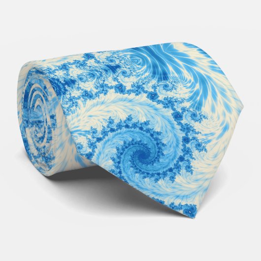 Cravate spirale bleue électrique art fractal fond motif (Roulé)