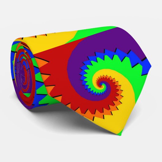 Cravate Spirale numérique arc-en-ciel (Roulé)