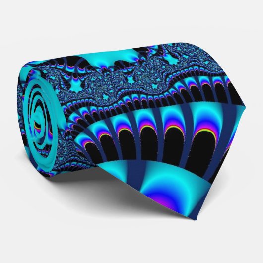 Cravate Spirale tourbillon turquoise (Roulé)