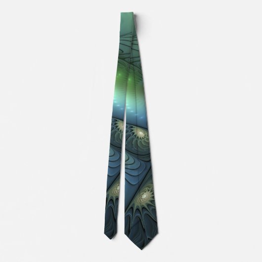 Cravate Spirales Turquoise Beige Vert Abstrait Fractal Art (Dos)