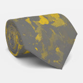 Cravate Splashes de peinture gris et jaune (Roulé)