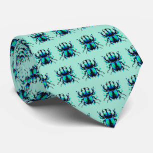 Cravate Splat Scarab Beetle en Motif bleu et vert
