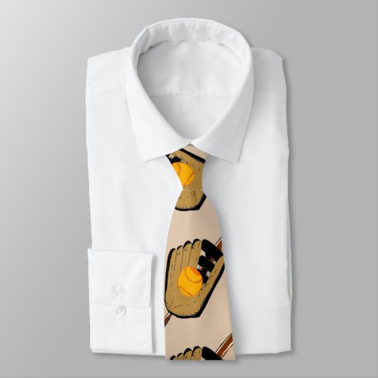 Cravate Sport Necktie avec Gant de Baseball et Bat (Attaché)