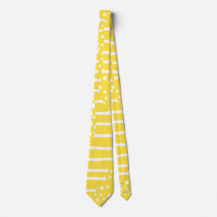 Cravate Spots et bandes 2 - Citron jaune et blanc