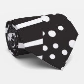 Cravate Spots et bandes 2 en blanc sur noir (Roulé)