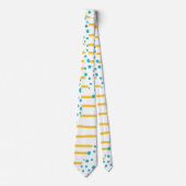 Cravate Spots et bandes 2 en Turquoise, Jaune et Blanc (Devant)