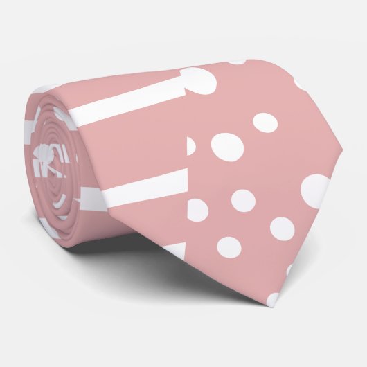 Cravate Spots et bandes 2 - Rose et blanc (Roulé)