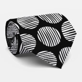 Cravate Spots Lined 190917 - Blanc sur Noir (Roulé)