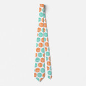 Cravate Spots Lined 190917 - Orange et Aqua en blanc (Devant)