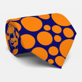 Cravate Spotty - Orange on Dark Blue (000066) (Roulé)