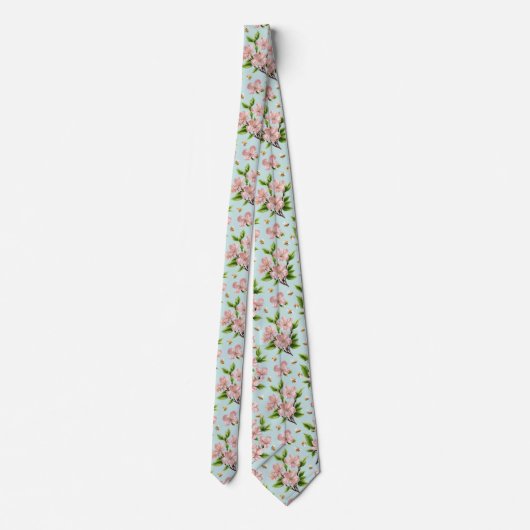 Cravate Spring Blossoms and Bees Pattern (Dos)