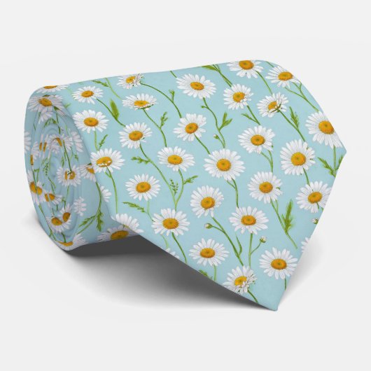 Cravate Spring Daisy Meadow Floral Pattern (Roulé)