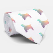 Cravate Springer Spaniel Chien race Geo Silhouette Pastel (Roulé)