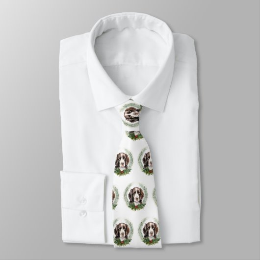 Cravate Springer spaniel Noël Wreath Festive Pup (Attaché)