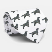 Cravate Springer Spanien Chien Jaune & Grille Noire Blanc (Roulé)