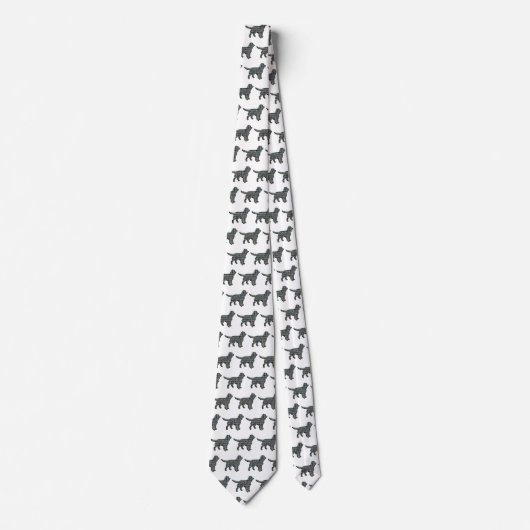 Cravate Sprocker Chien Espagnol Jaune & Grille Noire Blanc (Devant)