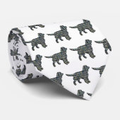 Cravate Sprocker Chien Espagnol Jaune & Grille Noire Blanc (Roulé)