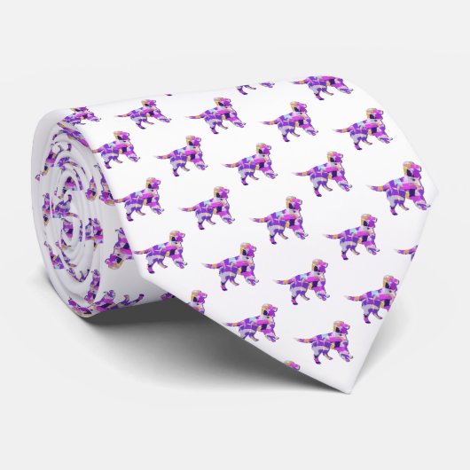 Cravate Sprocker Chien Espagnol Silhouette mignonne violet (Roulé)
