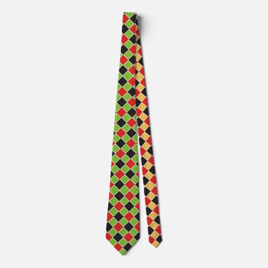 Cravate Squares Pattern black red white + your idea (Devant)