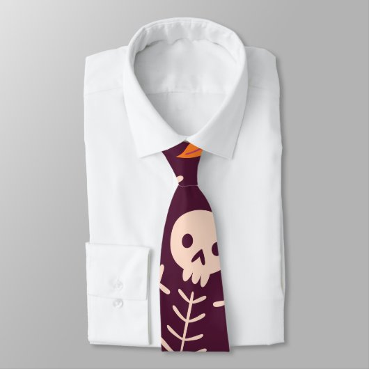 Cravate Squelette d'Halloween mignonne (Attaché)
