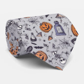 Cravate Squelette d'Halloween vintage et Motif de potions (Roulé)