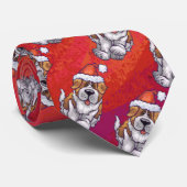 Cravate St Bernard en Motif Casquette sur rouge (Roulé)