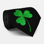 Cravate St. Patrick’s Day Green Faux Glitter Shamrock (Roulé)
