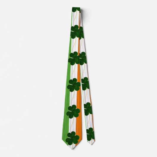 Cravate St Patrick Shamrock Clovers Irish Flag Irlande (Devant)