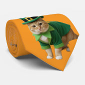 Cravate St Patrick's Day Cat Orange  (Roulé)