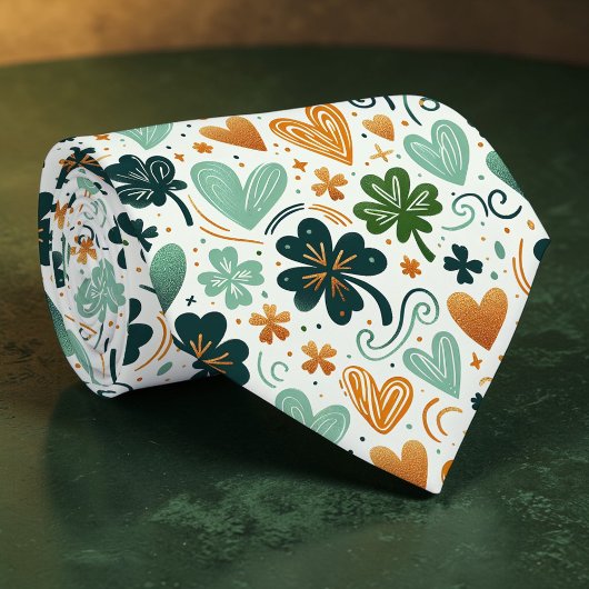 Cravate St. Patrick's Day Clover Custom Necktie